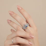 Damia Multi Color Eternity 925 Sterling Silver Ring